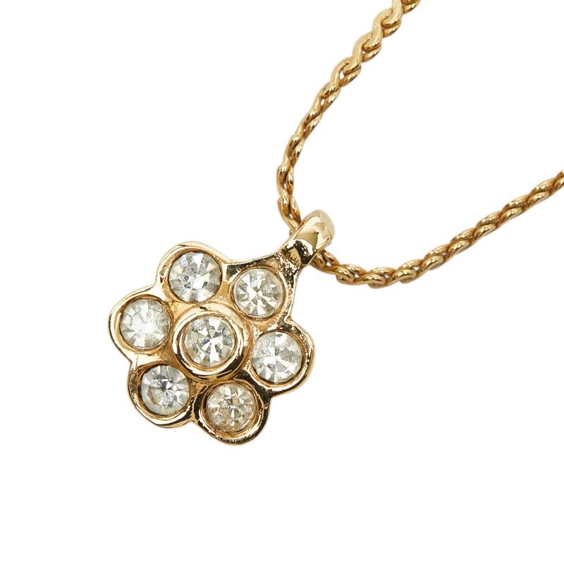 Dior Flower Chain Pendant Necklace Gold Plated