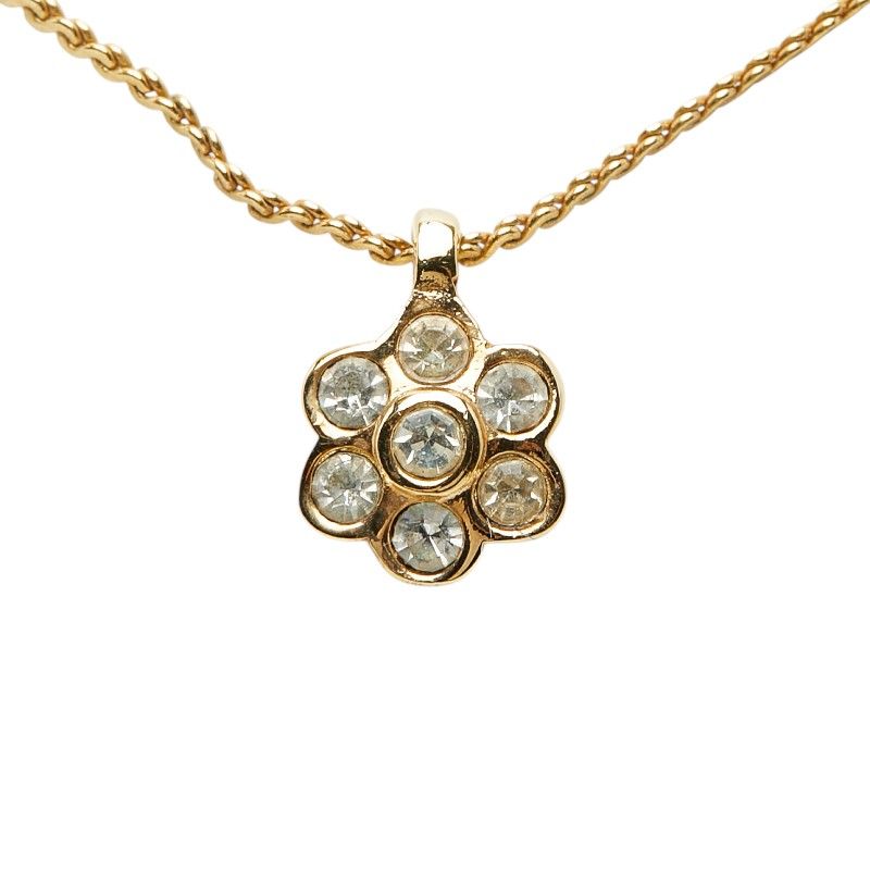 Dior Flower Chain Pendant Necklace Gold Plated