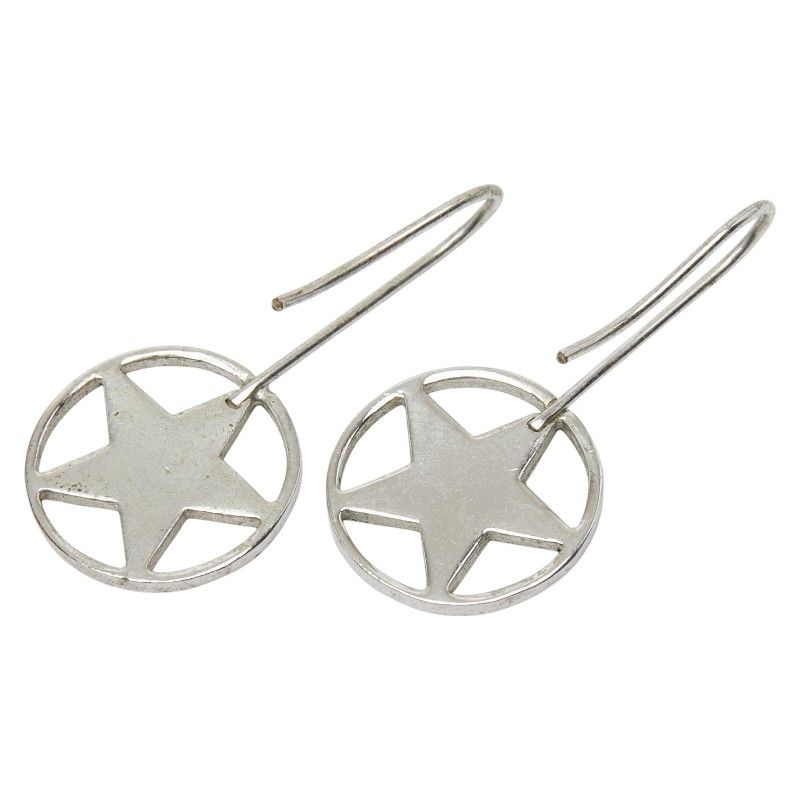 Dior Logo Star Motif Silver Orange Metal Earrings
