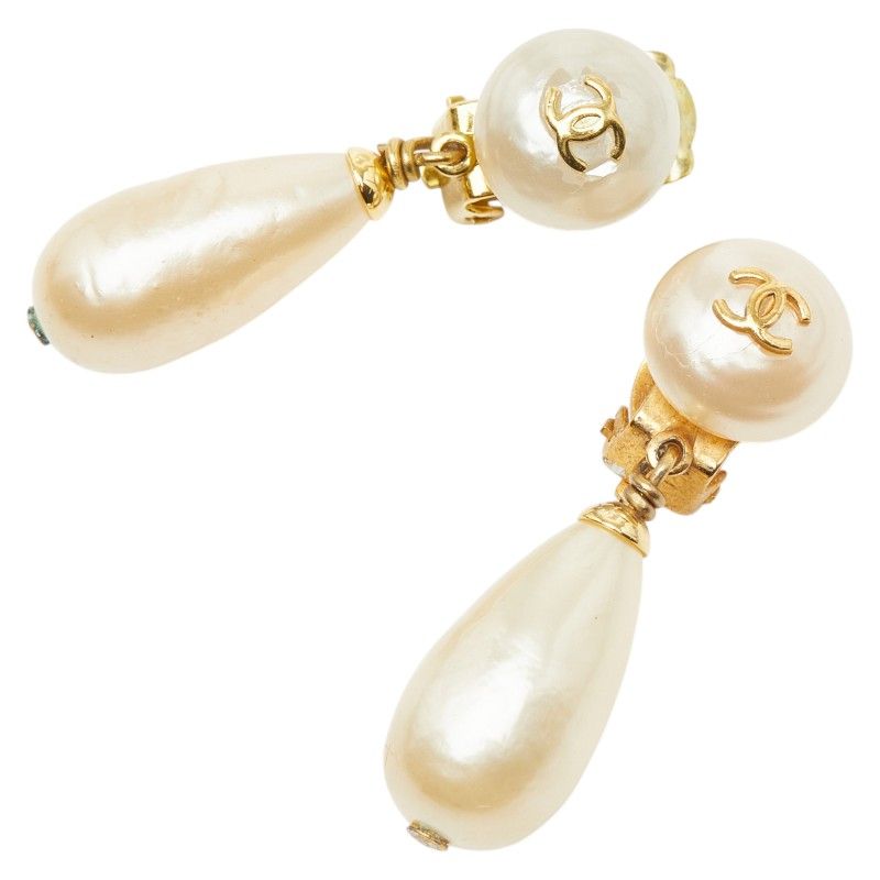 Chanel CC Logo Pearl Gold Plated Ring