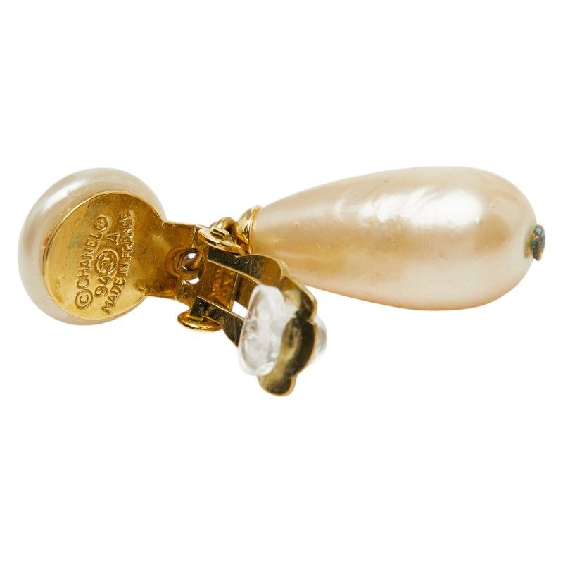 Chanel CC Logo Pearl Gold Plated Ring