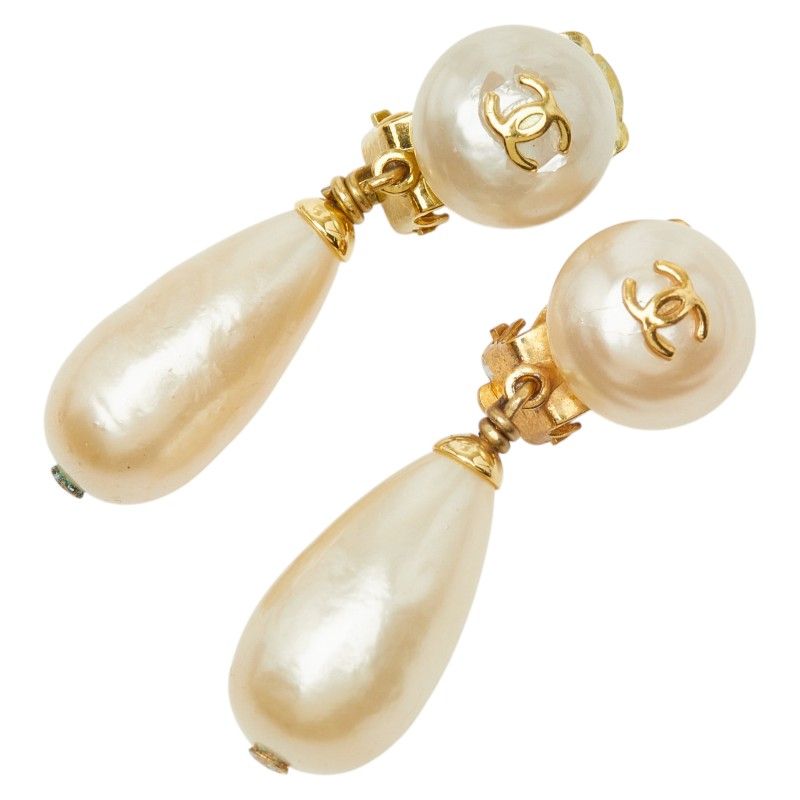 Chanel CC Logo Pearl Gold Plated Ring