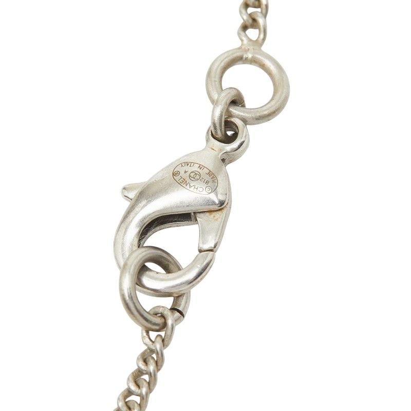 Chanel CC Logo Silver Black Metal Enamel Necklace