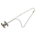 Chanel CC Logo Silver Black Metal Enamel Necklace