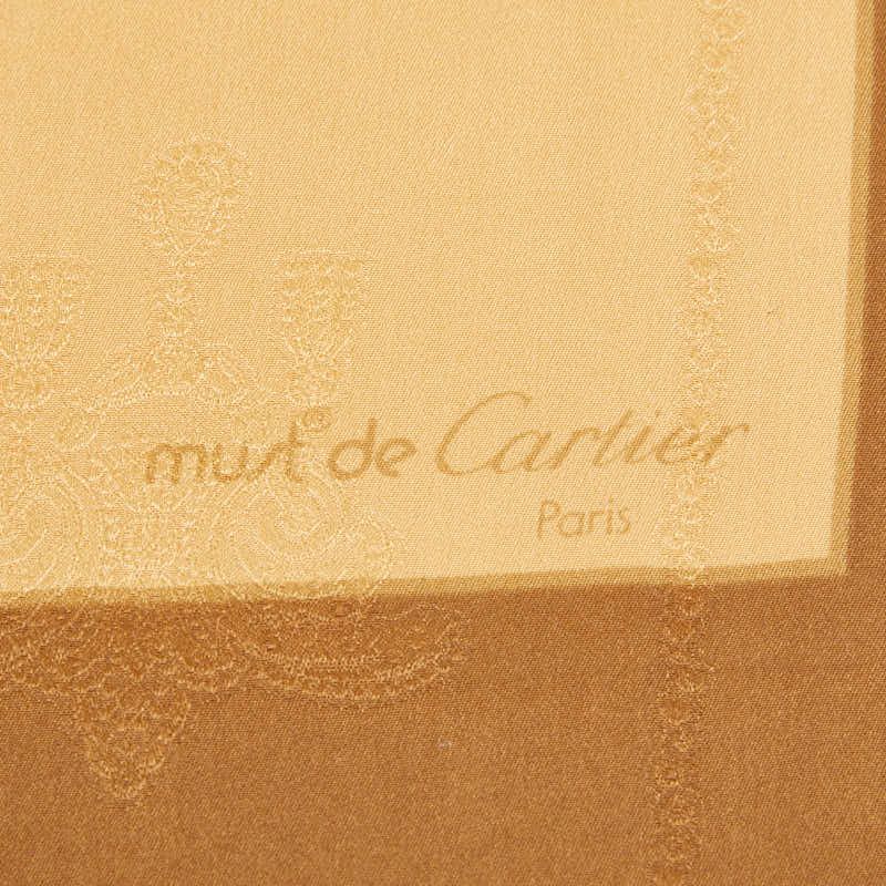 Cartier Allover Pattern Brown Silk Shoulder Bag