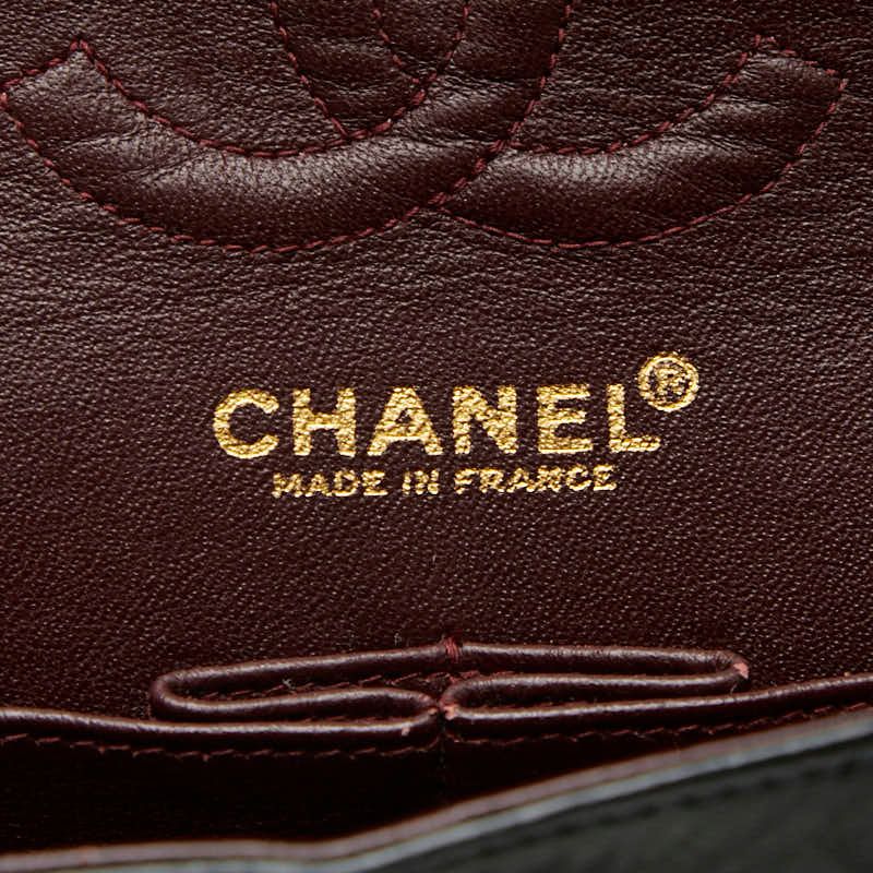 Chanel CC Logo Quilted 23 Double Flap Chain Shoulder Bag Black Lambskin