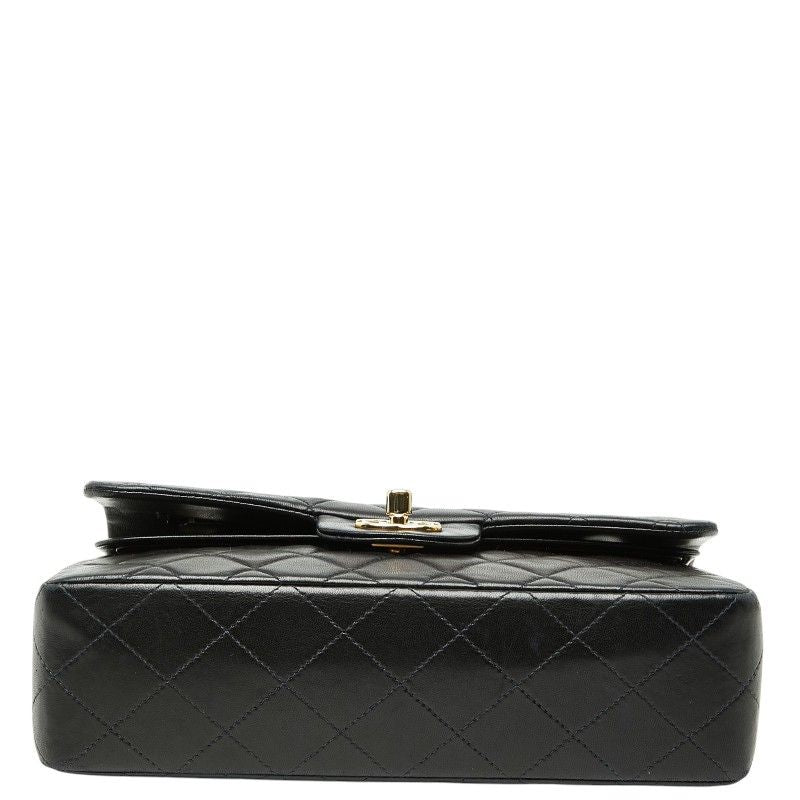 Chanel CC Logo Quilted 23 Double Flap Chain Shoulder Bag Black Lambskin