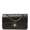 Chanel CC Logo Quilted 23 Double Flap Chain Shoulder Bag Black Lambskin