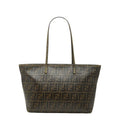 Fendi Zucca Brown Leather Tote