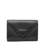 Balenciaga Paper Mini Wallet Trifold Compact Black Leather