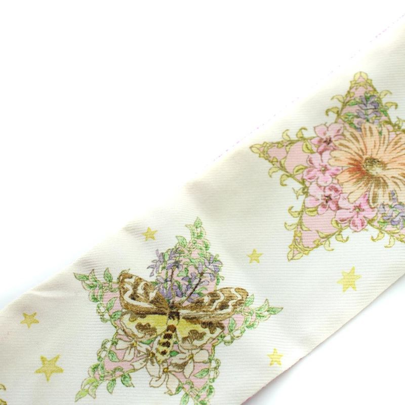 Dior Lucky Star Mitzah Ribbon Scarf Logo Silk All Over Pattern Pink