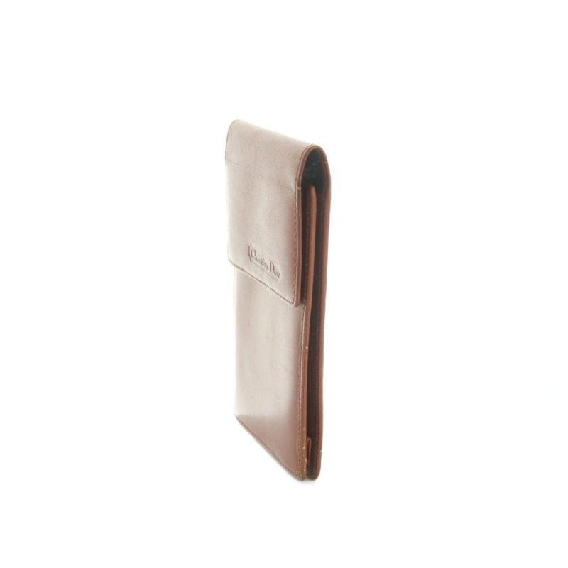 Dior Business Card Holder Case Leather Brown