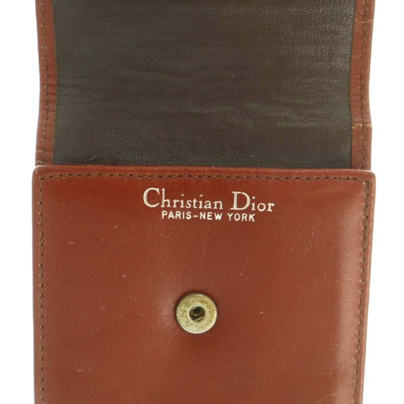 Dior Business Card Holder Case Leather Brown