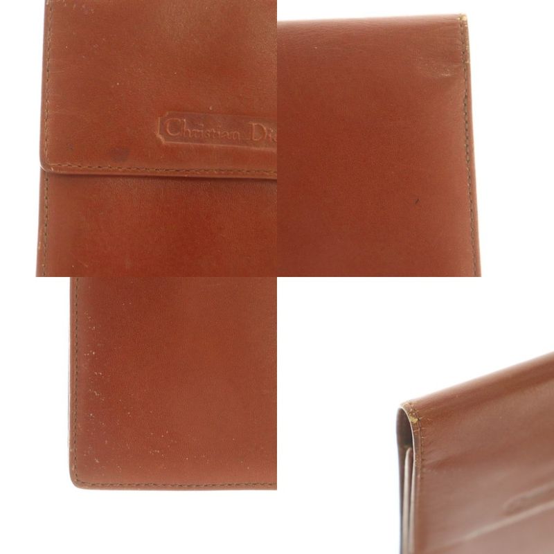 Dior Business Card Holder Case Leather Brown