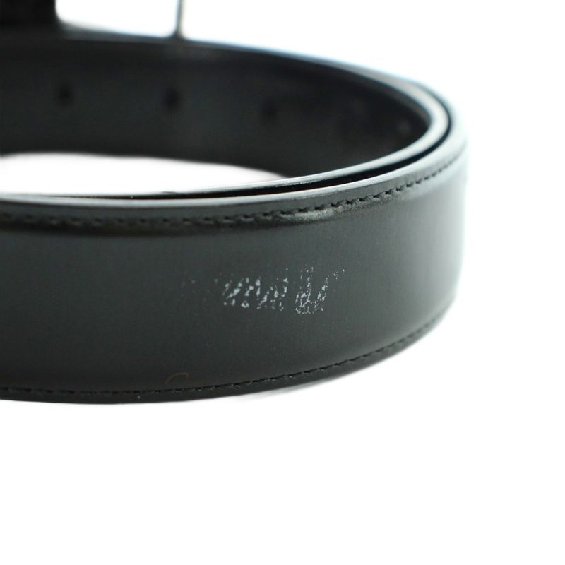 Bvlgari Belt Silver Leather Logo 110 44 Black
