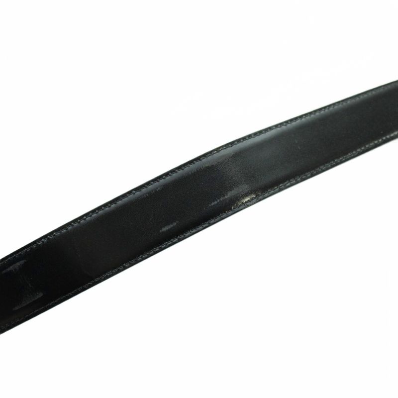 Bvlgari Belt Silver Leather Logo 110 44 Black