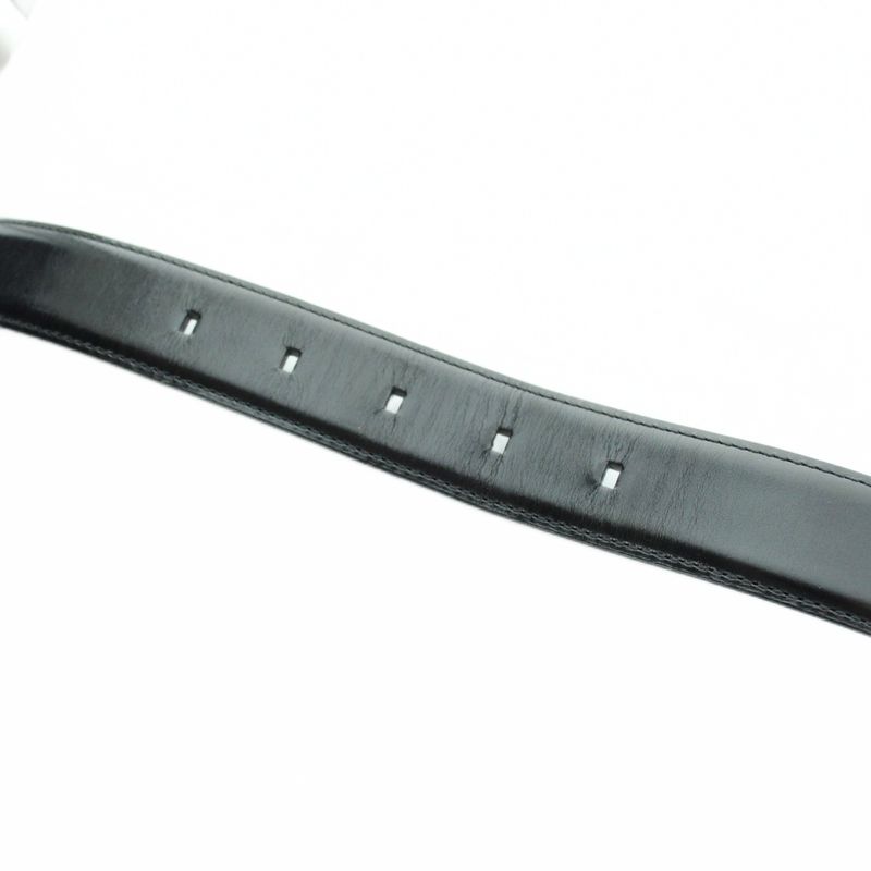Bvlgari Belt Silver Leather Logo 110 44 Black