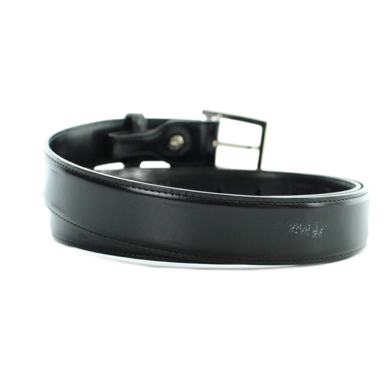 Bvlgari Belt Silver Leather Logo 110 44 Black
