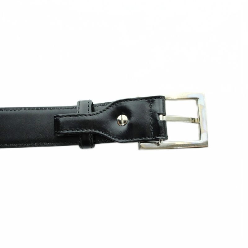 Bvlgari Belt Silver Leather Logo 110 44 Black