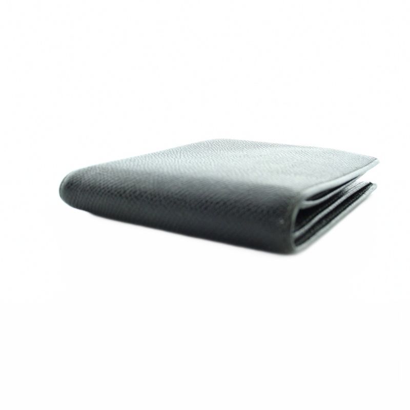 Bvlgari Bifold Wallet Leather Embossed Logo Black