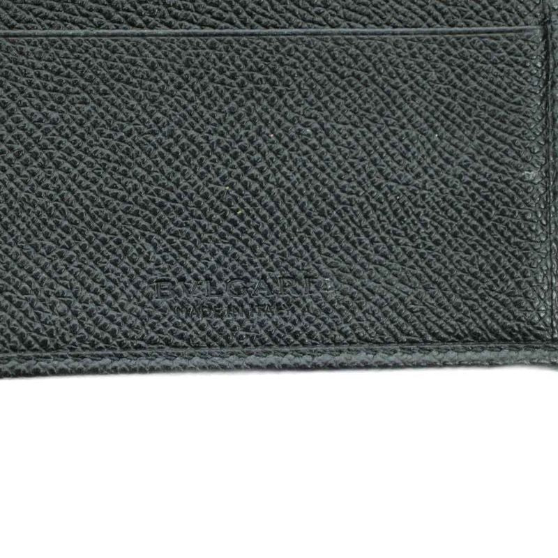 Bvlgari Bifold Wallet Leather Embossed Logo Black