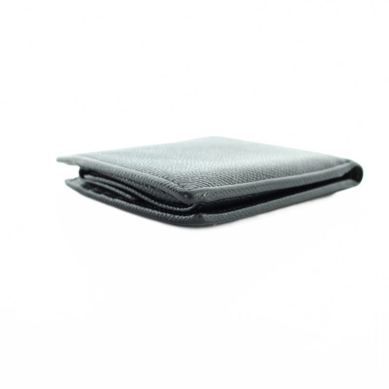 Bvlgari Bifold Wallet Leather Embossed Logo Black