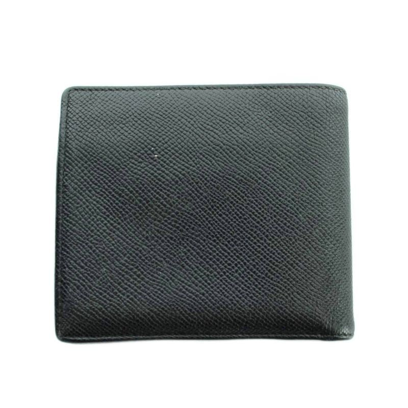 Bvlgari Bifold Wallet Leather Embossed Logo Black