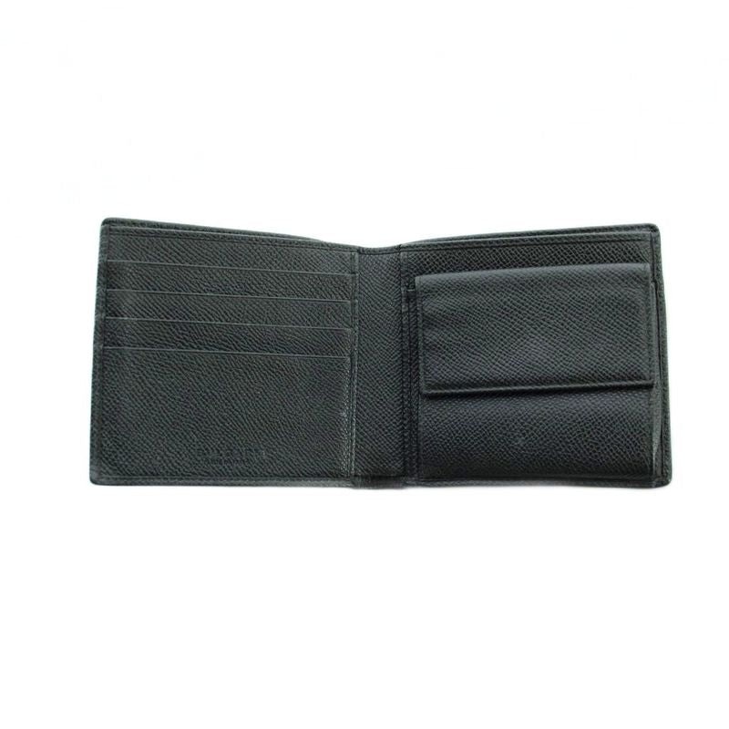 Bvlgari Bifold Wallet Leather Embossed Logo Black