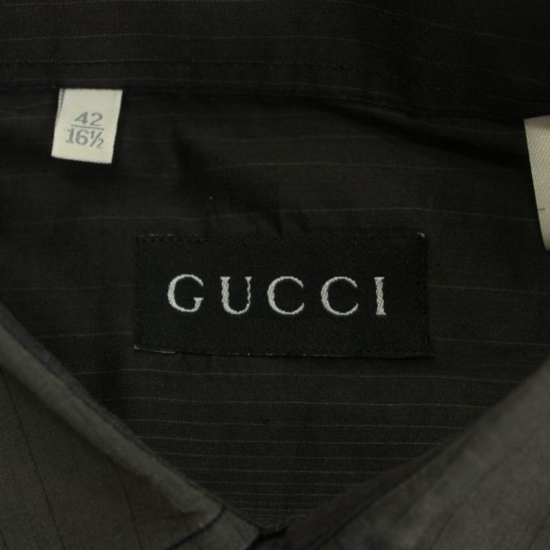 Gucci Shirt Long Sleeve Cotton Silk Blend 42 16.5 Gray