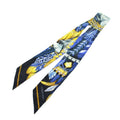 Hermes Dance Pacifique Twill Ribbon Scarf Silk All Over Pattern Blue