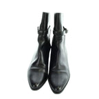 Celine Short Boots Leather Belt Pointed Toe Logo 36 Black