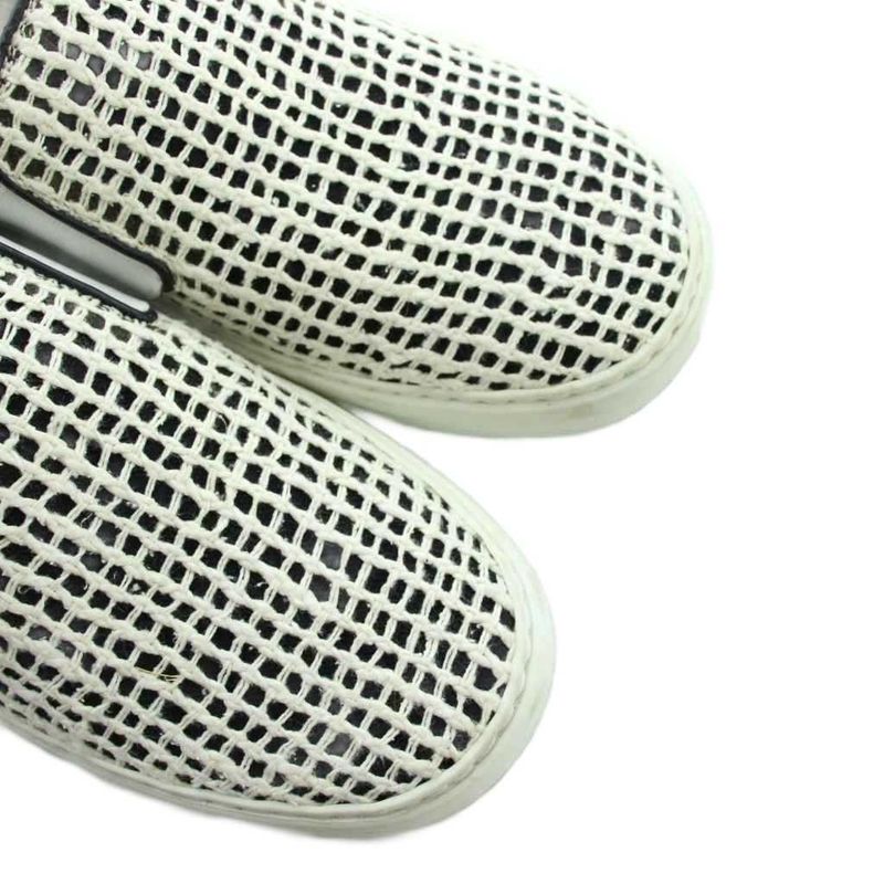 Chanel Sneakers Slip on Shoes Logo 37.5 White Black