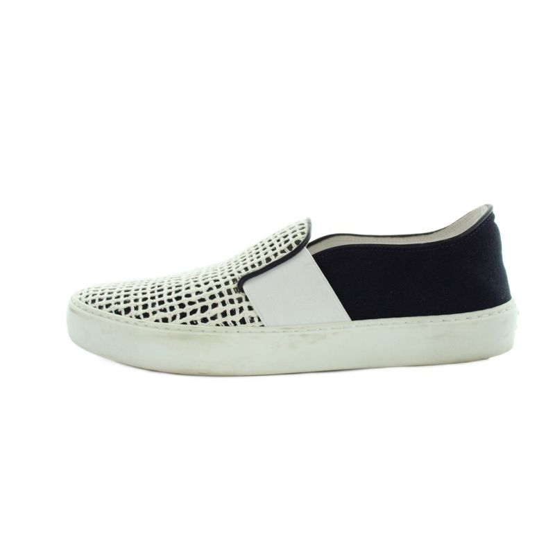 Chanel Sneakers Slip on Shoes Logo 37.5 White Black