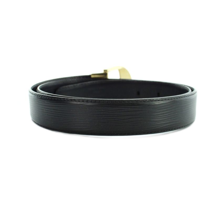 Louis Vuitton Epi Ceinture Classic Noir Black Leather Belt Logo Gold
