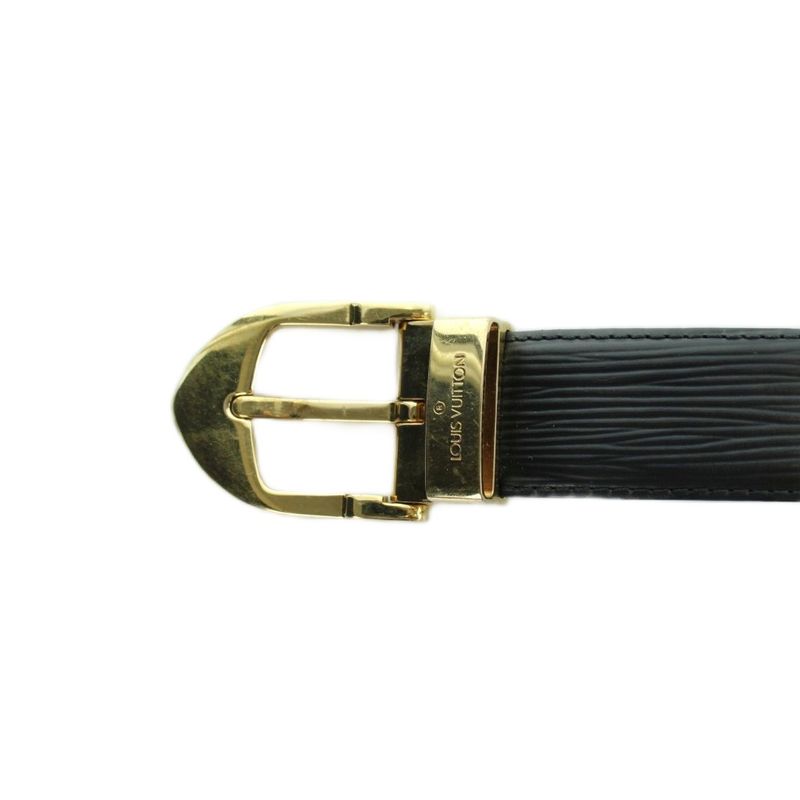 Louis Vuitton Epi Ceinture Classic Noir Black Leather Belt Logo Gold