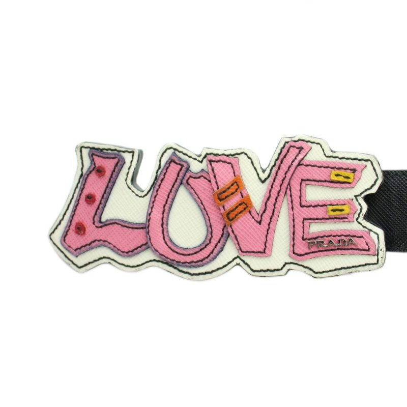 Prada Belt Love Logo Leather 26 Black