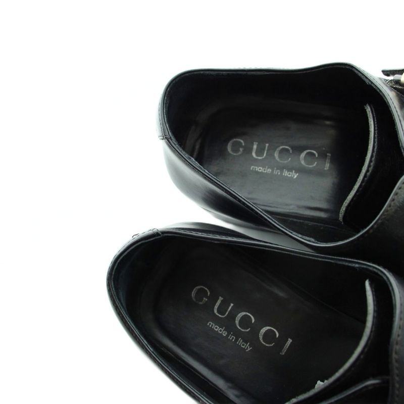Gucci Business Shoes Leather Straight Tip Monk Strap 42.5 Black