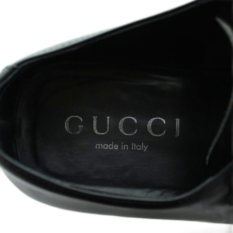 Gucci Business Shoes Leather Straight Tip Monk Strap 42.5 Black