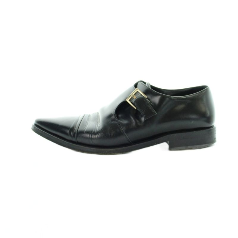 Gucci Business Shoes Leather Straight Tip Monk Strap 42.5 Black