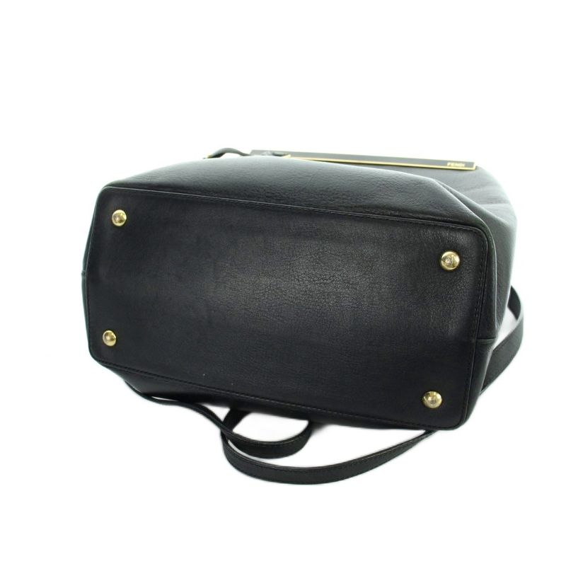 Fendi Petit Toujour Handbag Shoulder 2-Way Tote Logo Leather Black