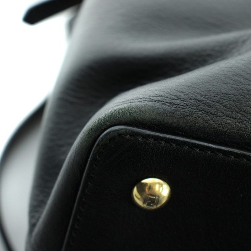 Fendi Petit Toujour Handbag Shoulder 2-Way Tote Logo Leather Black