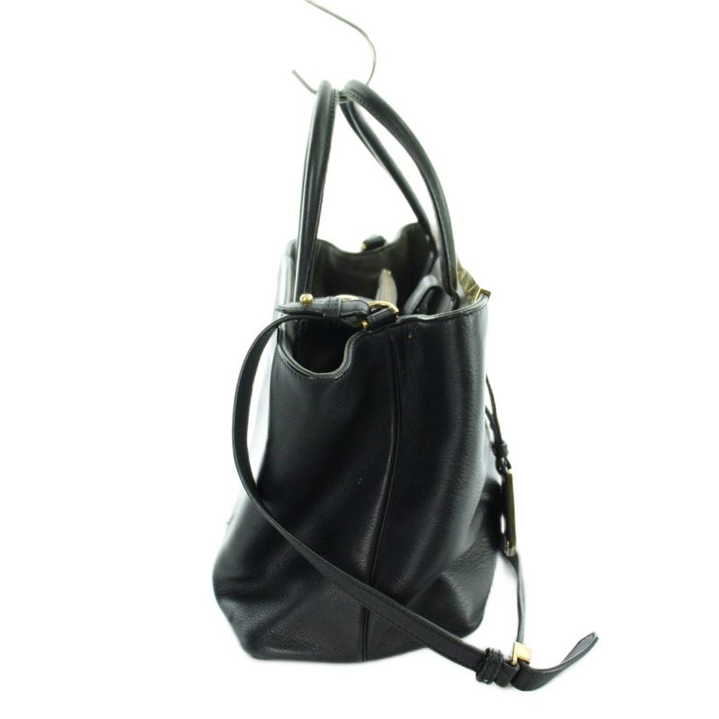 Fendi Petit Toujour Handbag Shoulder 2-Way Tote Logo Leather Black