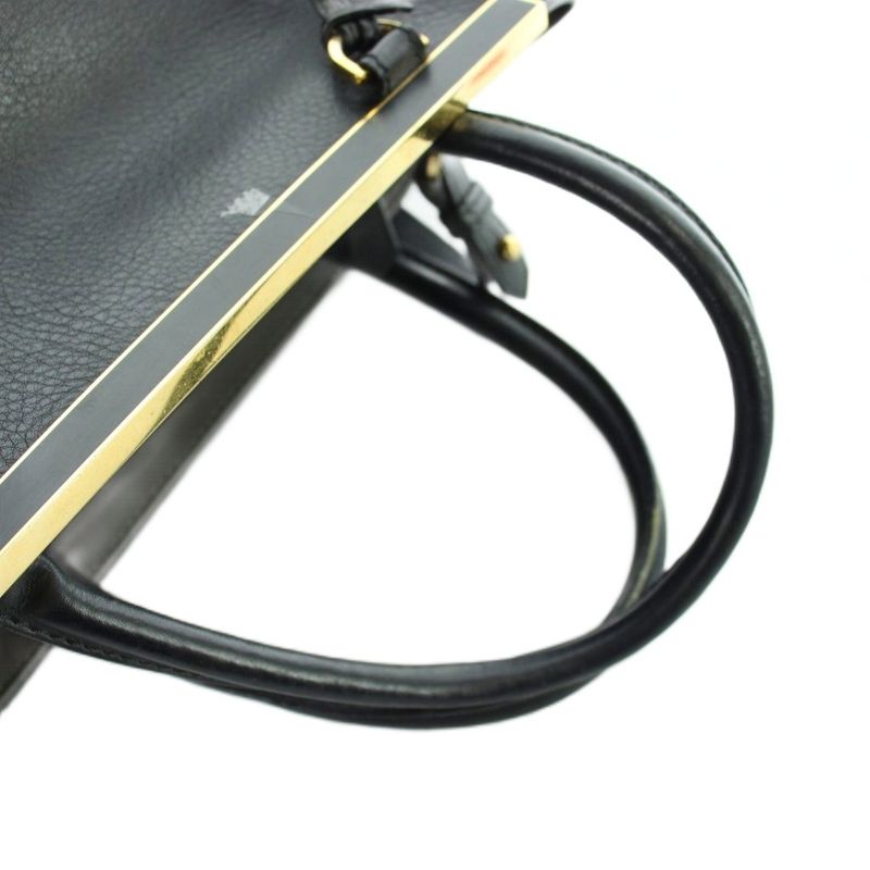 Fendi Petit Toujour Handbag Shoulder 2-Way Tote Logo Leather Black