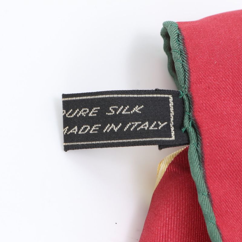 Celine Chain Pattern Scarf Red Green