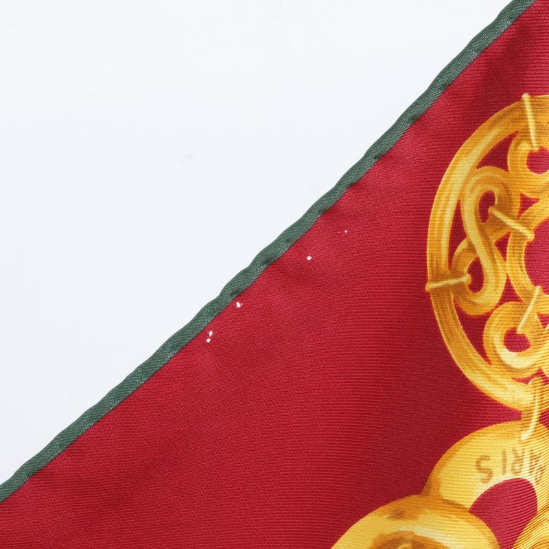 Celine Chain Pattern Scarf Red Green