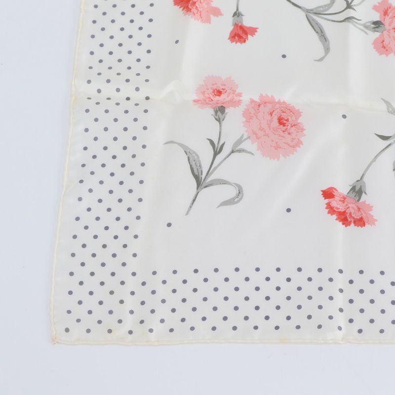 Dior Silk 100% Scarf Carnation Flower Floral Pattern Dot Beige Pink