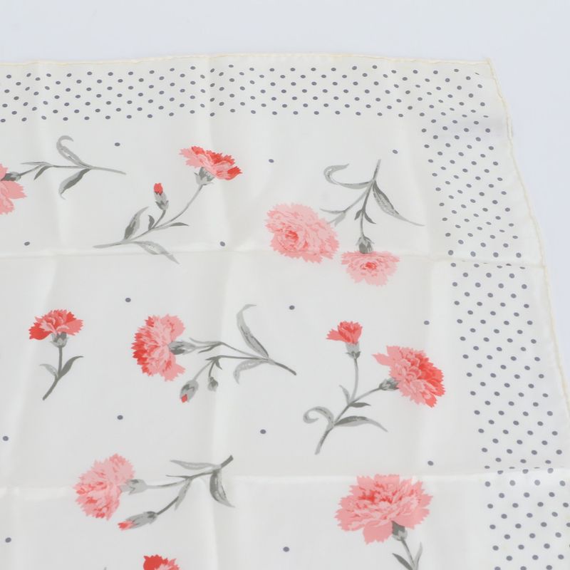 Dior Silk 100% Scarf Carnation Flower Floral Pattern Dot Beige Pink