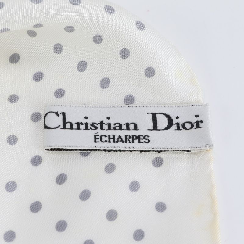 Dior Silk 100% Scarf Carnation Flower Floral Pattern Dot Beige Pink