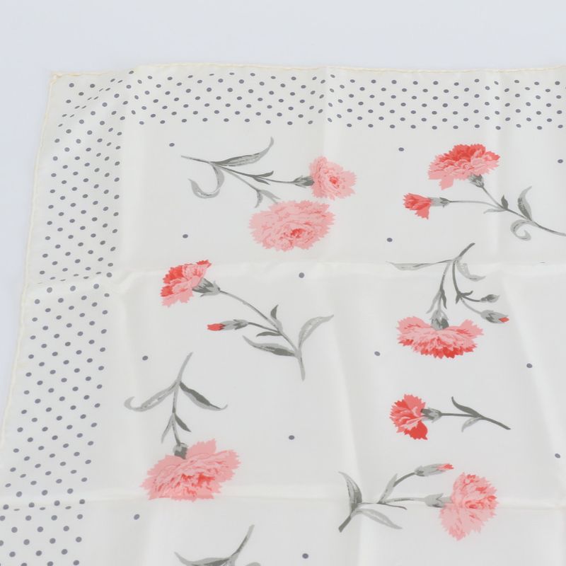 Dior Silk 100% Scarf Carnation Flower Floral Pattern Dot Beige Pink