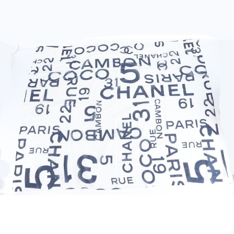 Chanel Bisie Scarf Large Navy White Shawl